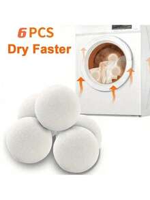 Wool Dryer Balls - Natural Fabric Softener, Reusable, Reduces Clothing Wrinkles And Saves Drying Time, Better Alternative To Plastic Balls And Liquid Softener, Washing Machine Accessories, DIY Felt Ball Pendant - White - View 8