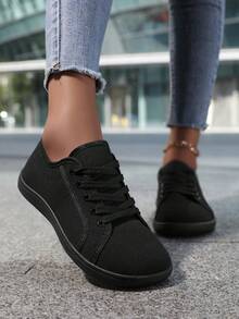 Pantofi sport în aer liber noi, cu croială largă, respirabili, antiderapanți, ușori, casual, pantofi de drumeție desculți pentru bărbați și femei, pantofi de trekking cu vârf rotund, cu șireturi joase - Negru - Vizualizare 4