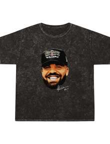 Drake Unisex Mineral Wash Graphic T-Shirt.Jpg - Black - View 1