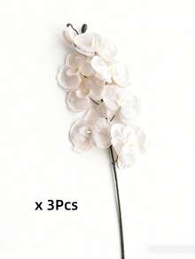 MEHELANY 3支/1支仿真蝴蝶兰，8个花头，仿真兰花茎，白色丝绸蝴蝶兰，适用于卡里姆装饰、家居办公室婚礼装饰、情人节派对、生日、毕业典礼、开斋节礼物