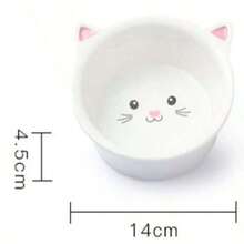 1pc New Pet Ceramic Bowl, Cat Bowl Ceramic Food Bowl, Protect Neck, Slanted Mouth Cat Food Water Bowl, Anti-Spill For Kittens - 300ml - View 3