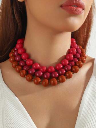 قلادة ملونة دائرية مزينة بالخرز على الطراز البوهيمي، مجوهرات ملونة هندسية عصرية للنساء، هدية عطلة