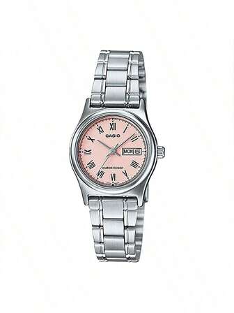 Casio 卡西欧女士不锈钢表带手表，防水石英表，带日期和星期显示，经典日常佩戴腕表 LTP-V006D-1B2