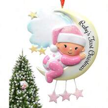 yGenerico Decoraciones Navideñas Esferas De Resina Primer Navidad del Bebe Colgante Árbol Navideño Decoracion Familiar Espejo Retrovisor Invierno Guirnalda Chimenea - Rosa - Ver 7