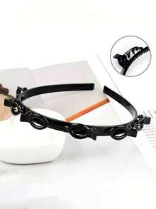 Bộ phụ kiện tóc thời trang 2 chiếc/1 chiếc, kẹp tóc lười, kẹp tóc mái mùa hè cho nữ, băng đô cao trang trí tóc, dây buộc tóc, vòng buộc tóc, dây chun buộc tóc. - màu đen - Xem 4