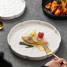 8-Inch Shallow Ceramic Dish, Matte White, Suitable For Steak, Minimalist And Elegant Design - Multicolor - View 3