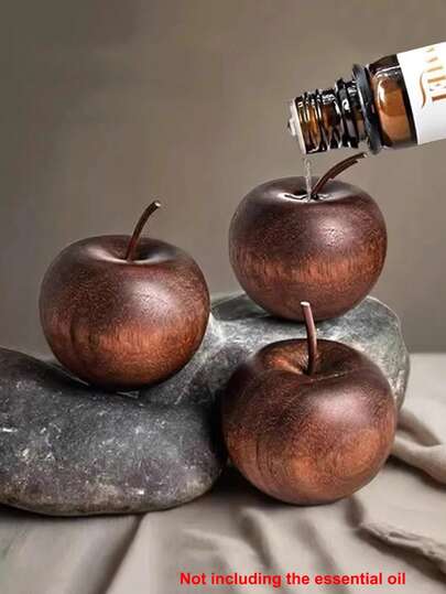 1pc Wooden Apple Aroma Diffuser, Home Decor Fragrance Essential Oil Evaporation Wood