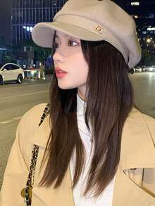 Solid Color Beret, Baseball Cap, Women's Spring/Summer Korean Style, Versatile, Face-Slimming Octagonal Cap, Japanese Style Large Head Circumference Painter's Hat.