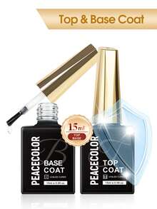 peacecolor 1/2/3 buc 15 ml gel top coat și strat superior mat, strat superior de bază fără ștergere în sticle de sticlă, consumabile pentru îngrijirea unghiilor de lungă durată pentru femei DIY acasă salon manichiură cadouri unghii - Multicolor - Vizualizare 11