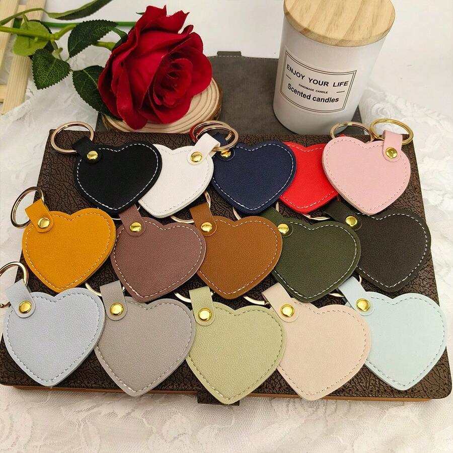 4/12 món trang sức thủ công DIY: Móc khóa da sáng tạo hình trái tim, Móc khóa mặt dây chuyền da hình trái tim, Móc khóa thời trang, Phụ kiện túi xách, Móc khóa ba lô sang trọng, Móc khóa ô tô, Quà tặng sinh nhật, Quà tặng tiệc tùng, Quà tặng ngày lễ tình nhân, Quà tặng trang trí - Nhiều màu - Xem 1