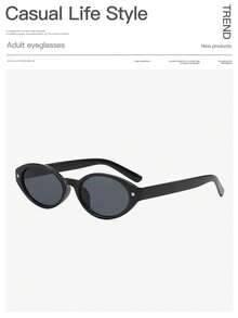 1PC Women's Casual Narrow-Frame Retro Oval Star-Studded Stylish Glasses, Suitable For Vacation Outings, Everyday Outfits, And Holiday Gifts - Multicolor - View 10