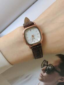1pc Elegant Retro Square Quartz Wrist Watch, Suitable For Daily Wear, Birthday, Women's Gift, Anniversary, Cyber Monday, Halloween Promotion And Other Holidays, No Gift Box Included - Multicolor - View 11