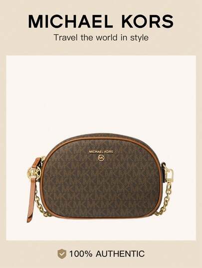 Michael Kors Bolsa de Ombro Jet Set Charm MK para Mulheres, Bolsa Transversal Pequena de Câmera Monogramada para Mulheres, Bolsa de Ombro Casual para Festas Diárias