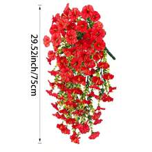 10/6/4/2/1 piezas Floral colgante artificial para exteriores, Campanilla de la mañana roja brillante, adecuada para bodas, hogar, oficina y decoración de jardín, flores artificiales con hojas de eucalipto, plantas colgantes realistas resistentes a los rayos UV, ideales para decoración de otoño, decoración de Acción de Gracias, arco de boda, pared, jardín, dormitorio, fiesta al aire decoración de oficina - rojo brillante - Ver 8