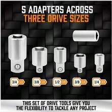 HORUSDY 12Pcs Socket Extension Set, 1_4", 3_8" And 1_2" Impact Drive Socket Extension, Socket Adapters, Drive Tool Accessory, CR-V Steel - ColorB - 查看 5