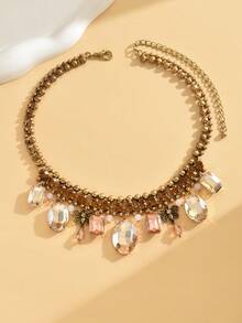 1pc Korean Collarbone Chain, New Fashion Crystal Pendant Necklace For Women