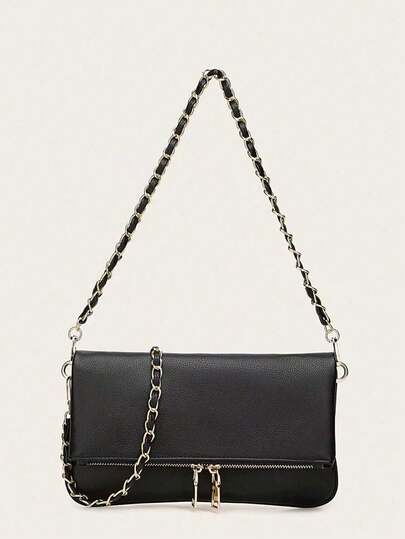 New Fashion Classic PU Waterproof Litchi Grain Long One Shoulder Diagonal Bag, Asymmetrical Flap Design Wallet, Suitable For Women Shopping And Commuting