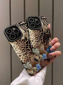 1pc Blue Leopard Zebra Print Splice Pattern Vertical Striped Classic Anti-Fall Soft Case Compatible With Apple And Phones Waterproof Shockproof Scratch Resistant.Christmas Accessories.Compatible With IPhone17ProMax - Nhiều màu - Xem 10