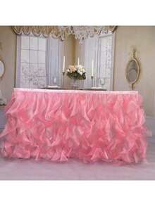 4 pies/6 pies/8 pies/9 pies/14 pies Faldas de mesa de organza, faldas de mesa rizada, faldas de mesa de sauce llorón, adecuadas para mesas de comedor rectangulares o redondas, para duchas nupciales, cumpleaños, fiestas de boda, banquetes, faldas de mesa para pasteles, decoración del hogar. - Multicolor - Ver 122