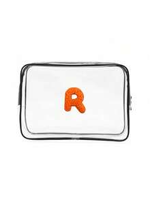 Transparent PVC Portable Storage Bag, Comes With Multi-Color Towels, Can Be Embroidered With A-Z Letters, Names Or Logos, Large Capacity Cosmetic Organizer, Waterproof, Zipper Closure, Can Be Used As Makeup Bag, Travel Organizer, Beauty Pouch To Store Lipsticks, Makeup Brushes, Skincare Products, Phones, Coins, Small Items, Suitable For Home And Vacation Use - Multicolor - View 25