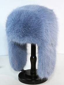 男女通用冬季毛绒飞行员帽，蓬松柔软的人造毛皮材质，带护耳，防风保暖，适合寒冷天气，可用于徒步旅行、滑雪和日常佩戴，也是圣诞派对礼物。冬季装备 - 彩色 - 查看 12