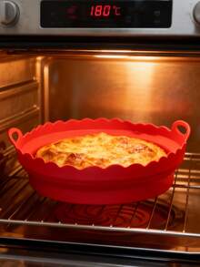 1 szt. Nowa składana silikonowa tacka do grilla do frytkownicy powietrznej, silikonowa mata nieprzywierająca, wielokrotnego użytku, idealny prezent na urodziny i święta, do pieczenia, smażenia i kuchenki mikrofalowej, łatwa do czyszczenia i odporna na ciepło, akcesoria do piekarnika, akcesoria kuchenne