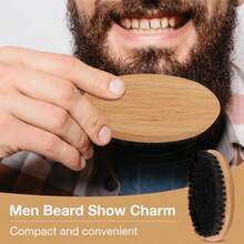 Hot SalesSoft Boar Bristle Wood Beard Brush Hairdresser Shaving Tool Men's Mustache Comb Kit With Bag Beard Hair Comb Set - Multicolor - View 2