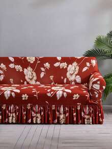 1pc Slip-Resistant Elastic Decorative Sofa Cover, Milk Silk Fabric Floral Print Skirt Style Sofa Slipcover For Single/Double/Three/Four Seater Sofa, Pet-Proof, Colorful, Suitable For Spring, Summer, Autumn, Winter - Icing On the Cake - View 10