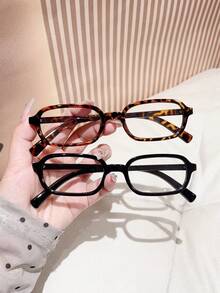 1 Pair Women's Retro Leopard Print Square Frame Glasses, Made Of PC Material, Lightweight, Y2K Style, Suitable For Daily Office Commute, Back To School Season, Gaming, Parties, Campus Life - A - View 8