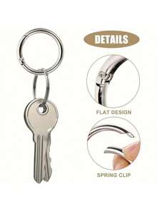 5个金属弹簧O型环夹登山扣卡扣锌合金弹簧O型环圆形弹簧卡扣登山扣夹扣登山扣，适用于钥匙扣、包包、钱包 - 金色 - 查看 5