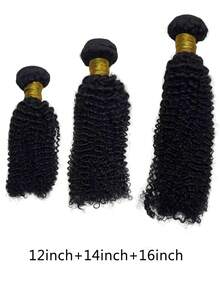 1/3 pachet extensii de păr uman afro creț, virgin, neprocesat, culoare neagră naturală, extensii de păr creț, extensii de păr uman creț, culoare neagră naturală, pentru femei, toate etniile, versatilitate în coafare, bucle voluminoase, pachete de păr uman afro creț