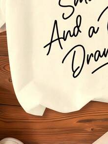 Young Girl Letter Print Short Sleeve T-Shirt - Apricot - View 5