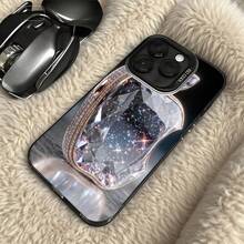 Funda para teléfono con patrón de diamante de cristal plateado y diseño de estrellas brillantes para iPhone 14 15 Pro Max y  Galaxy S23 S24 Ultra, opción de regalo ideal para todas las estaciones - Plateado - Ver 5