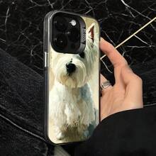 Funda de Teléfono con Estampado de Perro Blanco para Modelos de  y  Adecuada para Todas las Estaciones Opción de Regalo Ideal - Plateado - Ver 4