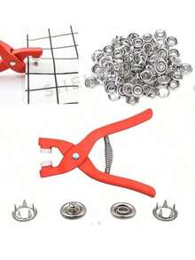 400pcs 5-Prong Metal Snap Button Set, Sewing Buttons Kit With Manual Plier And Storage Box, Suitable For DIY Crafts, Clothing, Hats, Bags, Etc. - Silver - View 3