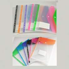 Horizontal 11-Hole PP Plastic A4 Snap Button Clear File Folder, Transparent Document Bag, Plastic File Folder, Office Supplies For Collecting, Organizing And Archiving Documents And Materials - Multicolor - View 8