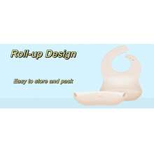 Washable Waterproof Silicone Baby Feeding Bib - Beige - View 5