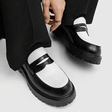 Slip-On Casual Men's Dad Shoes Loafers Height Increasing Black And White Men's Shoes - 綠色 - 查看 3