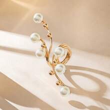 1 件简约珍珠开口戒指，银色时尚百搭可调节指环，适合女性日常、派对、度假穿着，是送给朋友和女友的时尚配饰礼物