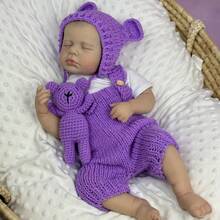 48 CM 19 Inch 3D Skin Doll With Visible Veins Sleeping Reborn Baby Doll Toy For Kids Vinyl Limbs Cloth Body LouLou Doll Handmade Birthday Gift - Muñeca bebé durmiendo - Ver 4