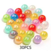 20 à 100 pièces Perles d'espacement rondes en acrylique coloré, perles fantaisie mignonnes aux couleurs aléatoires mélangées, faites main pour la création de bijoux, pendentifs, breloques pour téléphone, porte-clés et décorations artisanales. - Mélanger les couleurs au hasard - Voir 20