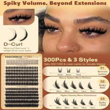 Spiky Manga Lash Clusters 12-20mm Anime Eyelash Clusters 300pcs Cluster Eyelash Extensions Fairy Eyelashes Cluster With Bottom Individual Lashes 80D+100D Volume DIY Lash Extension By TOOCHUNAG - ColorJ - 查看 4