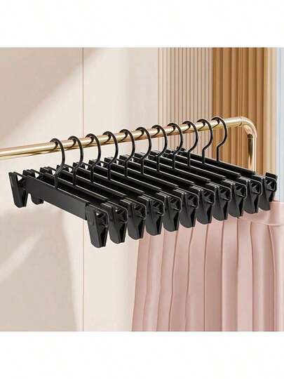 10 pièces Pinces en plastique robustes pour cintres à pantalons, cintre multifonction sans couture pour jupes/pantalons pour femmes, étagère de rangement de vêtements durable pour la maison