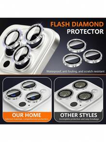 Camera Lens Protector Film For IPhone 17/17Pro/17Promax/17Air/16/15/14/13/12/11, Tempered Glass Metal Frame, High Definition Transparent (Silver) - Silver - View 10