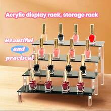 1pc Black Acrylic Multi-Tier Perfume Display Stand, Multifunctional Storage Organizer. Can Be Used As Jewelry Holder, Vanity Organizer, Perfume Rack, And Other Item Storage. Bathroom Accessories And Room Decor. - Black - View 3