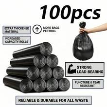 100/200pcs Black Polyethylene Garbage Bags, Thick Leak-Proof Multi-Purpose Trash Bags, Suitable For Recyclables, Bathroom Waste, Food And Pet Waste, Odorless, Fit For Home, Office And School Use - Multicolor - View 7