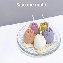 1 buc. matriță silicon 3D în formă de boboc de lalea și floare, potrivită pentru fabricarea lumânărilor DIY, lumânări de aromaterapie, ideală pentru Ziua Îndrăgostiților, ziua de naștere, Ziua Mamei, decor de nuntă