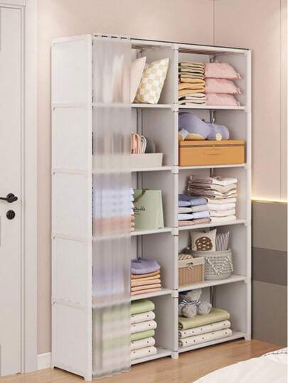 1 Pieza Estantería Multifuncional Tipo Cubo, Estantería de Almacenamiento Independiente Montada en el Piso con Cortina, Gabinete de Almacenamiento de Libros, Para Dormitorio, Sala de Estar