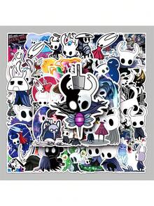 50 PIEZAS Pegatinas de juegos de aventura de Hollow Knight con estilo bohemio Pegatinas impermeables reutilizables para cascos de motocicleta, coches, cajas de regalo, sobres, pegatinas de grafiti, guitarras, portátiles, equipaje, manualidades DIY, pegatinas para cascos, pegatinas de jugadores, pegatinas para portátiles, pegatinas, jugadores, juegos, pegatinas a granel, pegatinas para bicicletas, pegatinas, fiesta de cumpleaños de jugadores, fiesta de jugadores - Caballero hueco - Ver 10