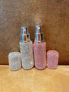 Sticlă de parfum reîncărcabilă de 10 ml pentru călătorie, sticlă cu pulverizator etanșă, sticlă de apă pentru machiaj (decorație din cristal + pulverizator rotativ) - Multicolor - Vizualizare 4